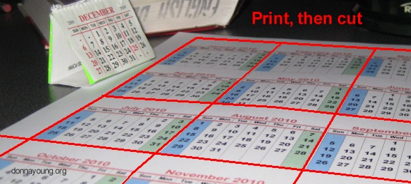 printed desk calendar