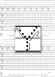 3-stroke letter y with boxes, tracing