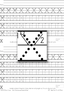3-stroke letter x with boxes, tracing